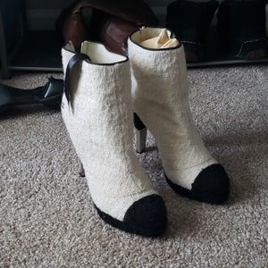 Chanel tweed boots